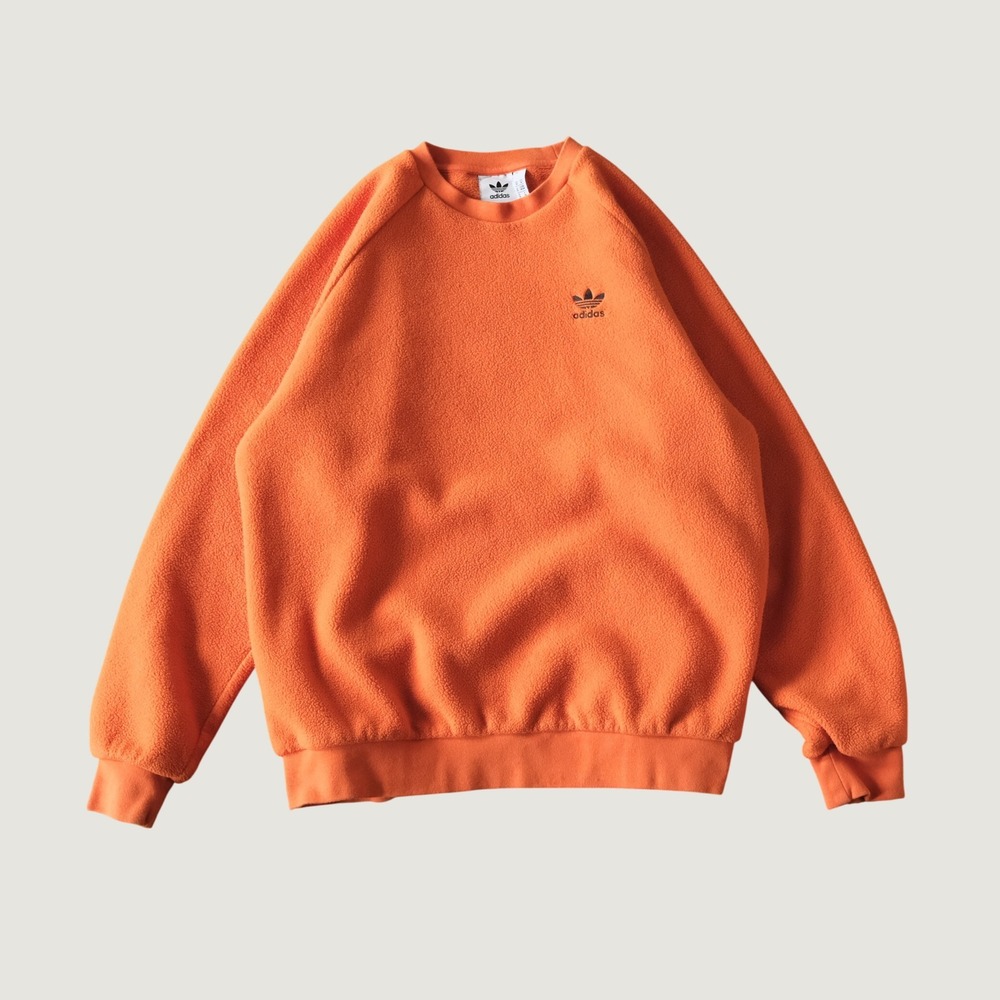 Adidas Sweatshirt Crewneck Orange Fleece Trefoil Logo Mens Size M Streetwear